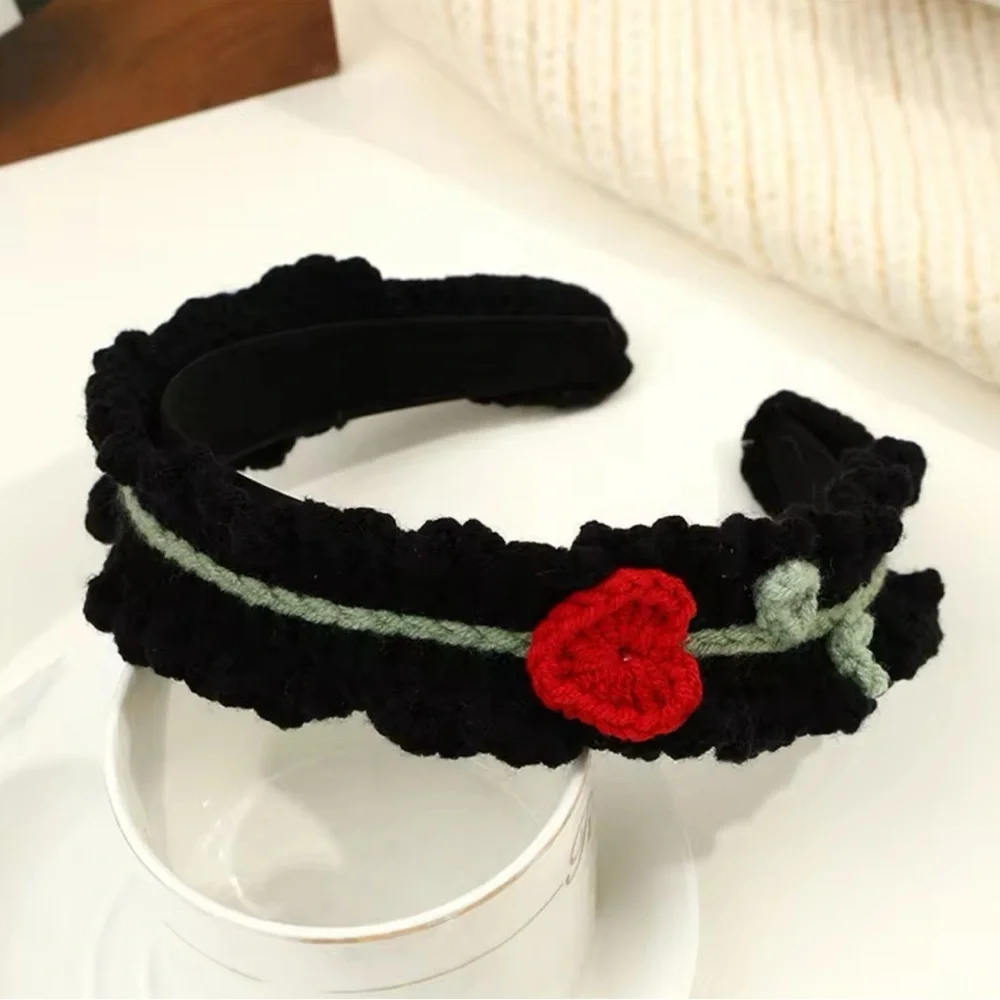 Heart Flower Knit/ Crochet Headband